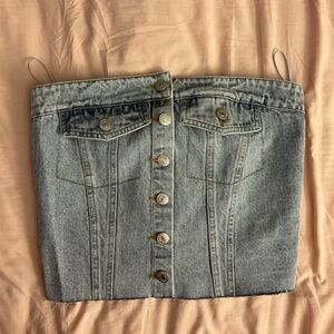 Denim Button-Up Tube Top